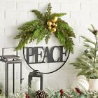 Peace Iron Wreath with Hanging Pine Cone Artificial Christmas Decoration 18"