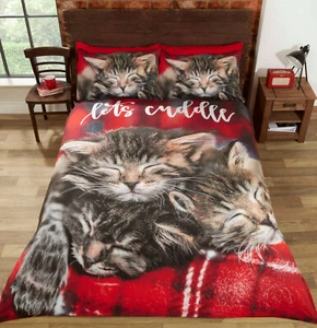 Cute Cuddle Cat Kittens Photographic Duvet Quilt Cover Bedding set - Picture 1 of 1