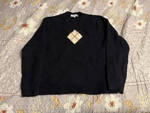 Uniqlo Ines De La Fressange Argyle Wool Blend Pullover Sweater Small Blue - Picture 1 of 6