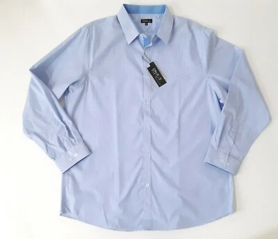 Galaxy By Harvic Mens Shirt Size XXL Long Sleeve Button Front Blue Slim Fit - Image 1 of 4
