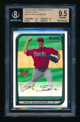 2008 Bowman Chrome Draft Max Scherzer Refractor RC BGS 9.5 GEM MINT - Image 1 of 4