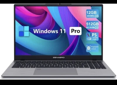 15.6" Windows 11 Pro Laptop 12GB RAM 512GB NVMe SSD Light and Thin Notebook - Image 1 of 4