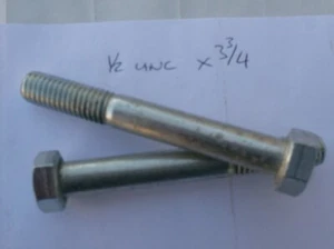 1/2" X 3 3/4" UNC HEXAGON HEAD BOLTS  X 2   BH508301  UCB150/30 - Picture 1 of 1