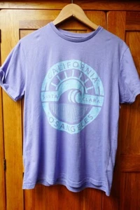 Mens Lilac Short Sleeve T Shirt Logo California Los Angeles Size M - Picture 1 of 5
