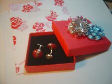 SUPERB RARE-SOLID SILVER CUFF LINKS "CRICKET BALL"-LINKS OF LONDON-VINTAGE INVES