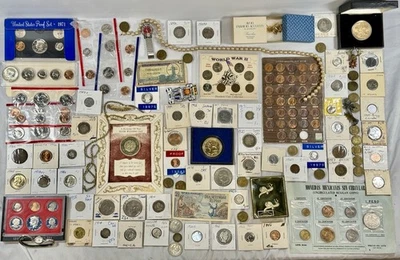 *Estate of Oliver Klozoff* Junk Drawer Lot Silver Coins Jewelry Random Stuff NR - Image 1 of 4
