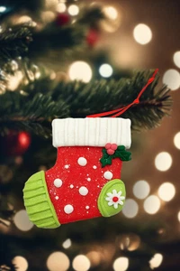 Christmas Ornament - Glossy Gingerbread Stocking. Wizardi Festive Decoration ... - Picture 1 of 2