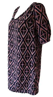 SOPRANO USA Made Black Geometric Diamond TUNIC Dress Sz M NY101 - Image 1 of 4