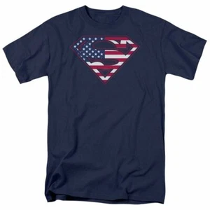 Superman US Shield T Shirt Mens Licensed Clark Kent DC Comics Tee Navy - Picture 1 of 2