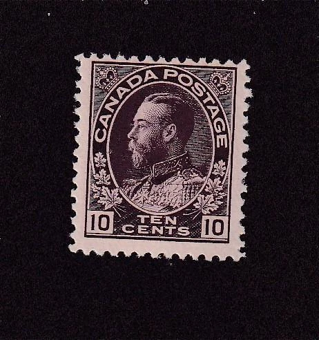 CANADA # 116 FVF-MLH 10cts PLUM ADMIRAL CAT VALUE $300 (MRPLUMEYKK44) - Image 1 of 1