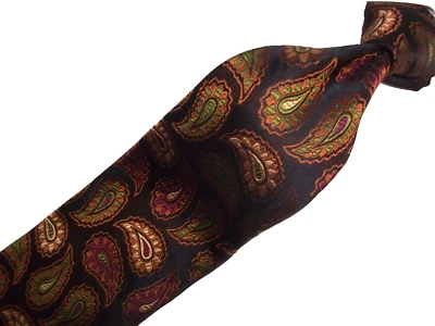 !! Nueva corbata de seda Jhane Barnes Altea Milano negra multicolor cachemira L59" x 3,5" W Foto 1 de 4