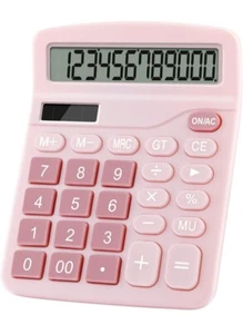 Dual Power Basic Desk Calculator (Pink) - Picture 1 of 6