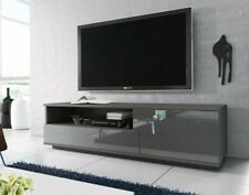 TV Cabinet with Drawer GREY GLOSS Front Media Stand Entertainment Unit Muza