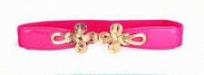 Chinese knot Ladies Women Stretch Elasticated Waist Belt Gold Buckle Fashion UK