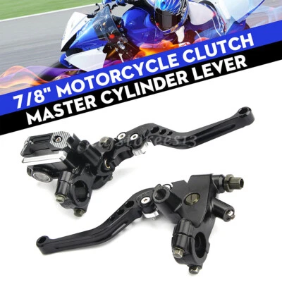 7/8" 22mm Moto Poignée de Frein Brake Maître Cylindre Levier D'embrayage Noir - Image 1 of 4
