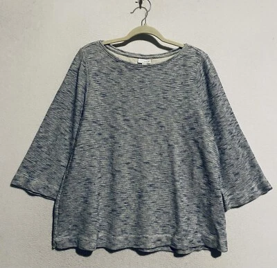 J Jill Pure Jill Sweater Womens Large Heathered Blue Space Dye Boat Neck Boxy - Image 1 of 4