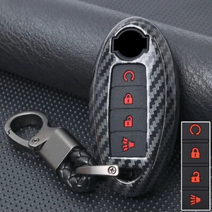Carbon Fiber Car Key Fob Cover Remote Case 4Buttons For Nissan Altima Maxima - Picture 1 of 9