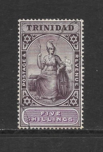 TRINIDAD SCOTT 87 USED VERY-FINE - 1902 5' LIL & RED VIOLET ISSUE - BRITANNIA - Picture 1 of 2