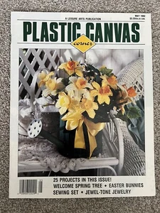 Plastic Canvas Corner Pattern Magazine Daffodils Tissue Cover Easter May 1992 - Picture 1 of 3