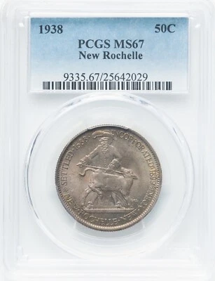 1938 New Rochelle Commemorative Half Dollar - PCGS MS67 - GREAT SURFACES & COLOR - Image 1 of 2