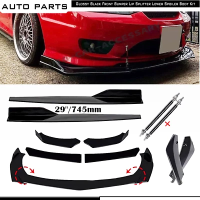 For Hyundai Tiburon GT Front Rear Bumper Lip Spoiler Splitter Body Glossy Black - Изображение 1 из 4