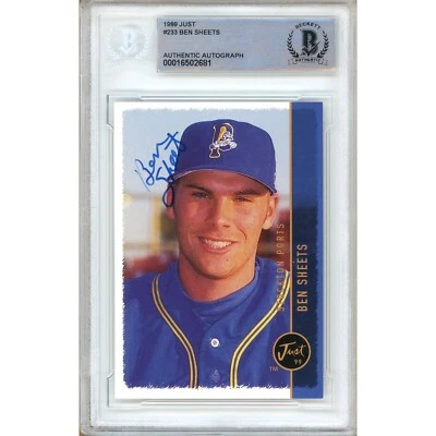 Ben Sheets Signed 1999 Just Minors #233 Card AUTO Rookie Beckett Slab Brewers RC - Image 1 of 4
