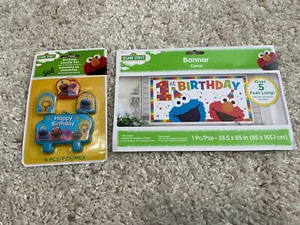 Sesame Street Candles Set Cake Topper Happy Birthday Party Candles & 1st Banner - Picture 1 of 4