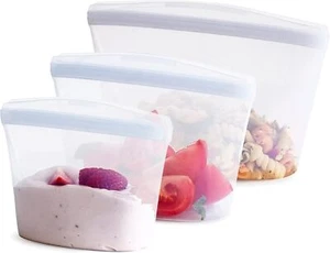 Reusable Silicone Food Storage Bags 3-Pack | Leak-Free & Dishwasher Safe - Picture 1 of 9