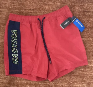NUEVO NAUTICA Hombres Rojo Natación Corto MEDIANO Rescate NAUTICA En Pierna 6” Ins Secado Rápido Nuevo Con Etiquetas - Imagen 1 de 8