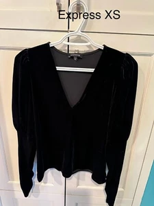 Nuevo Juniors Express Negro Informal Tejido Terciopelo Moda Top XS Pull Over - Imagen 1 de 3