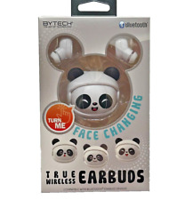 Bytech Rotating White/Black Panda True Wireless Earbuds Face Changing