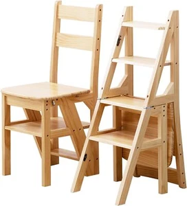 Bibliothekstuhl Treppenstuhl Leiterstuhl Stuhlleiter Treppenhochstuhl Trittstuhl - Bild 1 von 9
