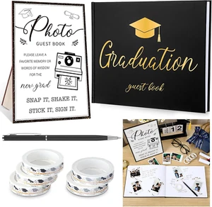 2025 Graduation Guest Book Set with Graduation Photo Guest Book Sign with Stand - Picture 1 of 12
