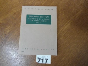BENJAMIN BRITTEN Variations On A Theme Frank Bridge - Hawkes Pocket Scores No.64 - Picture 1 of 10