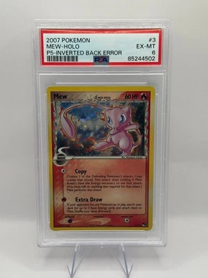 POKEMON MEW P5 INVERTED BACK ERROR HOLO 3 PSA 6 INVEST SWIRL - Image 1 of 2