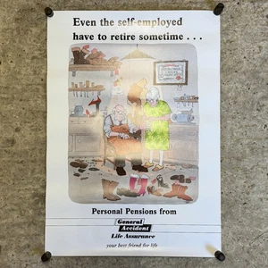 Póster publicitario vintage humorístico seguro general de accidentes pensión - Imagen 1 de 4