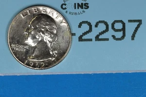 1962 PROOF 25C WASHINGTON SILVER QUARTER EARLY US TYPE COIN RAW-2297 - Picture 1 of 2