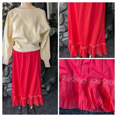 Lencería De Colección Elegante Roja Media Falda Plisada Volantes Dobladillo Vacaciones Fiesta de Navidad Foto 1 de 4