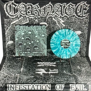 CARNAGE The Day Man Lost... / Infestation Of Evil LP Splatter Vinyl + Flag - Picture 1 of 7