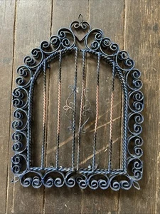 Vintage Wrought Iron Spanish Revival Vanity Arch Gate Scroll Spain Blue Bronze - Picture 1 of 10