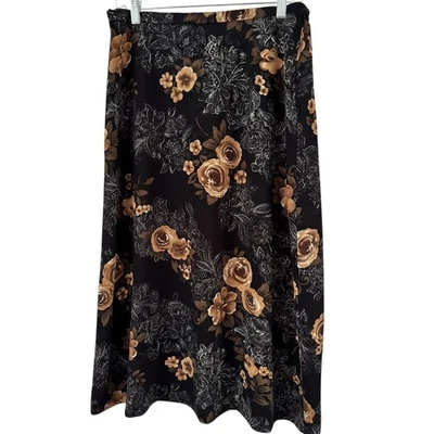 Saia Maxi Floral Escura Kathie Lee Tamanho 12 Fada da Floresta Whimsygoth Vintage  - Imagem 1 de 4