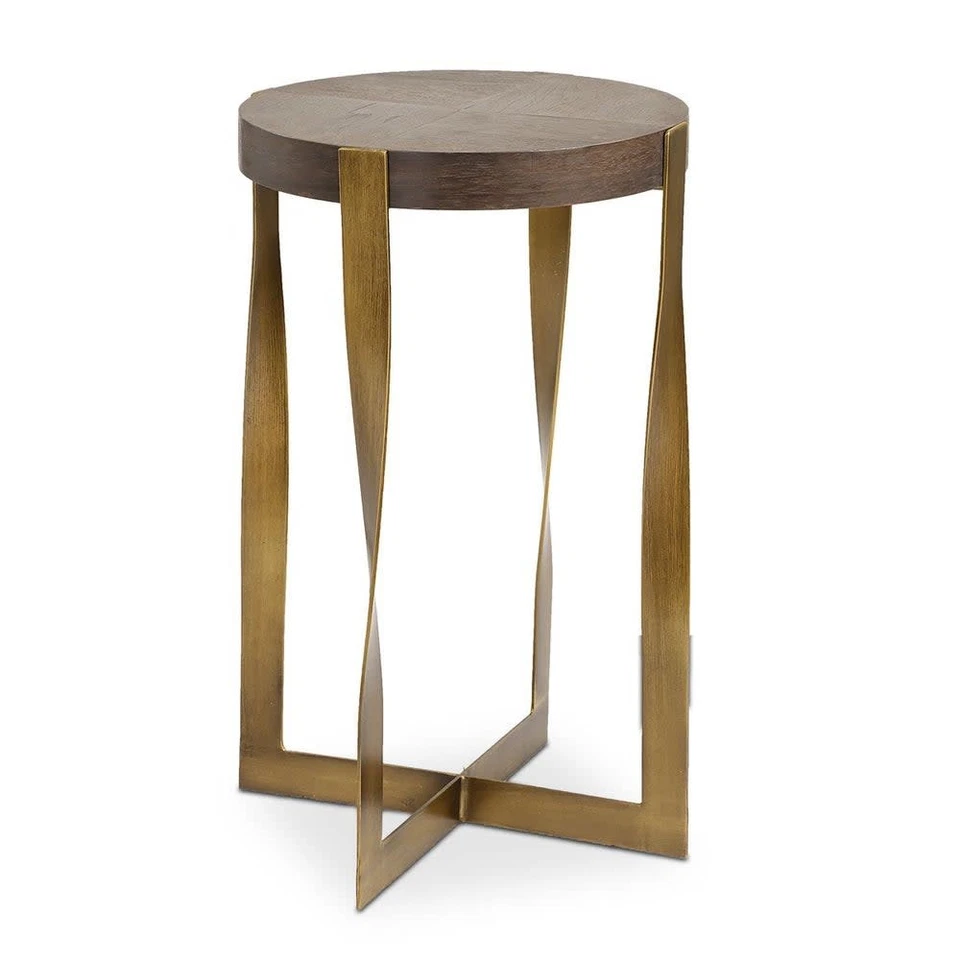 Uttermost 50061 Drew 16" Diameter Metal Walnut Accent Table - Brass / Dark