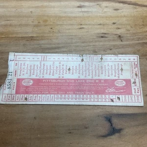 16 Jun 1945 Pittsburgh & Lake Erie RR Passenger Receipt Beaver Pennsylvania B43 - Picture 1 of 4