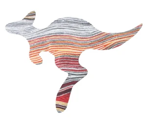 IMÁN NEVERA - CANGURO - HECHO EN AUSTRALIA - ARTE ABORIGEN - GRANITOS ELSIE - Imagen 1 de 2