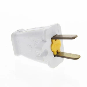 Eagle SA840W White 15A Plug w/ Cord Clip Non-Polarized 1-15P Bulk Non-Grounding - Picture 1 of 7