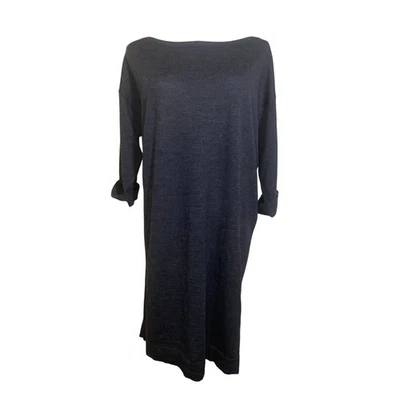 Club Monaco 100% Wool Sweater Dress Soft Stretch Knit Dark Gray Size M Bows - Image 1 of 4