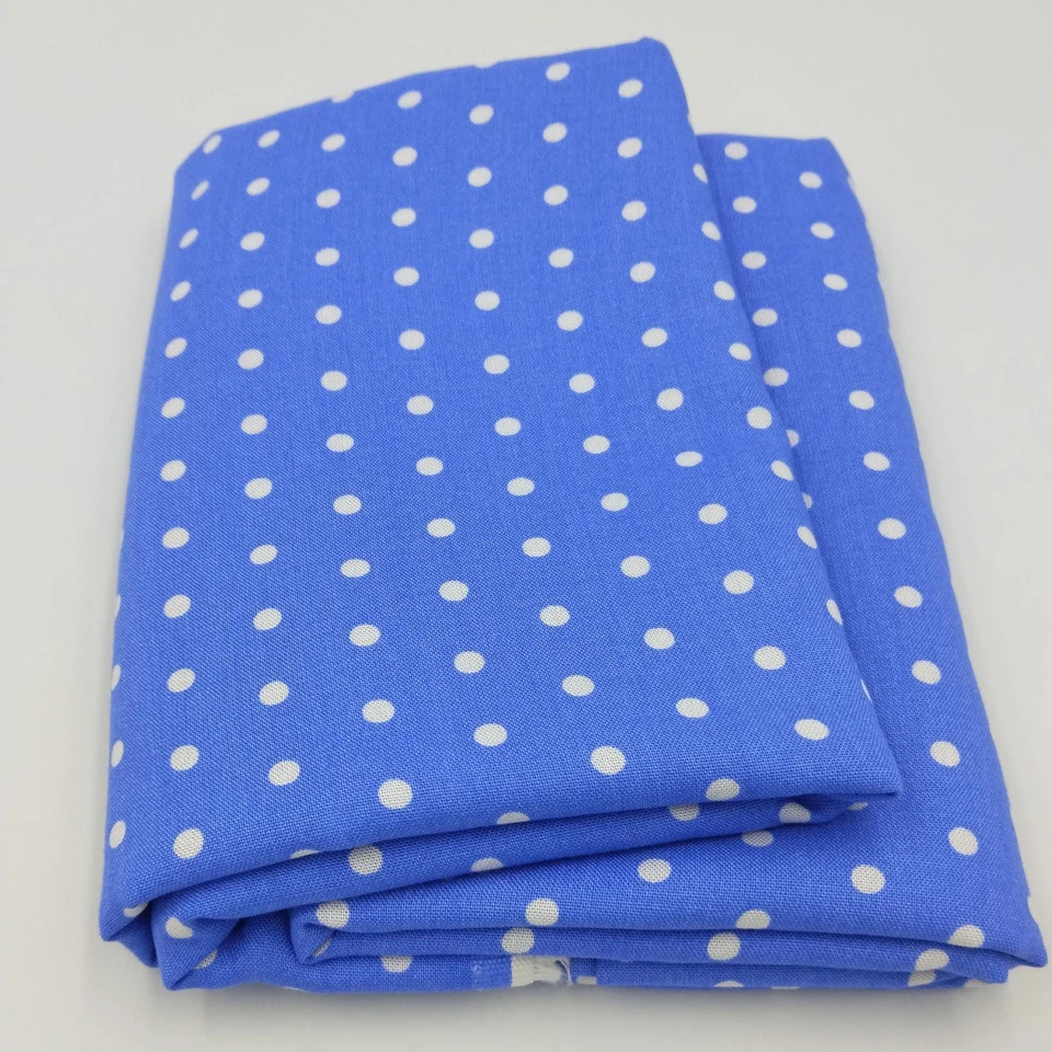 Royal Blue Polka Dot Viscose Fabric by Meter – Soft Drapey Lightweight Sewing - Image 1 of 4