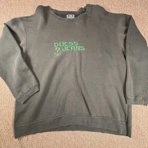 Sudadera vintage Guess Jeans bordada verde grande  - Imagen 1 de 8