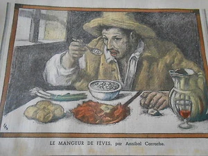 Le Mangeur de Fèves par Annibal Carrache dessin Print 1935 - Picture 1 of 1