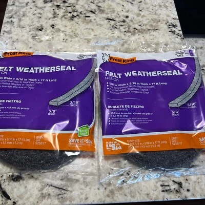 (2) Tiras meteorológicas de fieltro para clavos, 5/8 W x 3/16 pulgadas T x 17 pies. Foto 1 de 4
